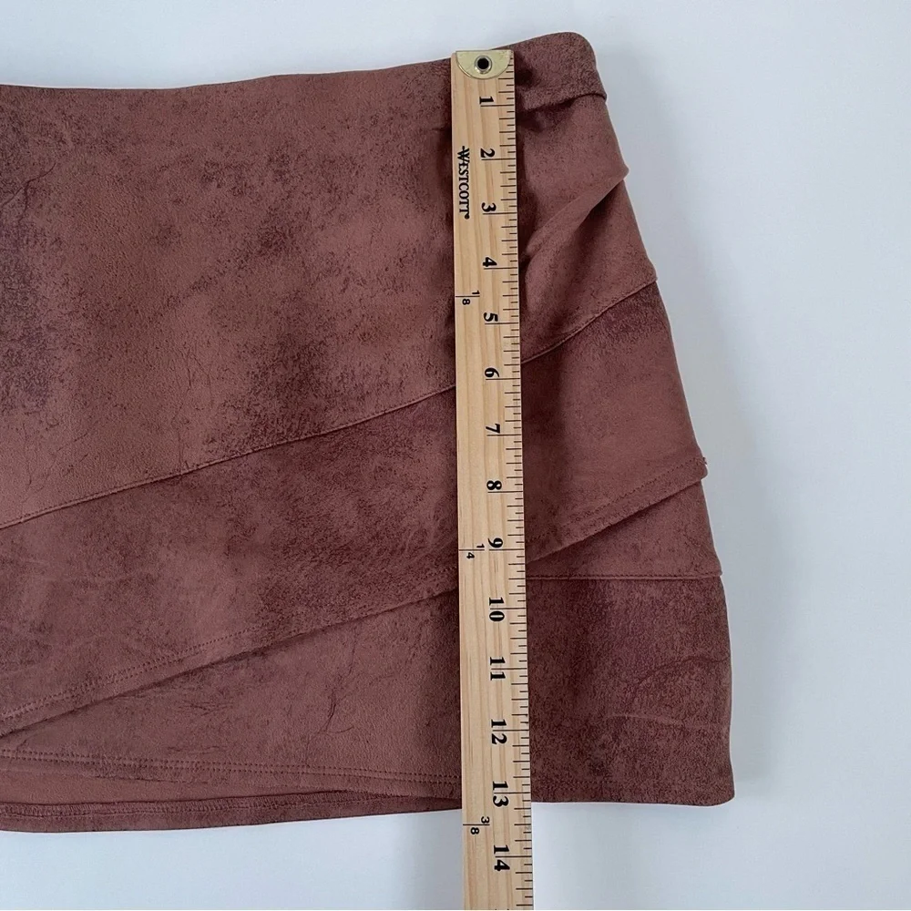 Free People Brown Faux Leather Suede Wrap Mini Skirt Size 0, New with Tags! NWT